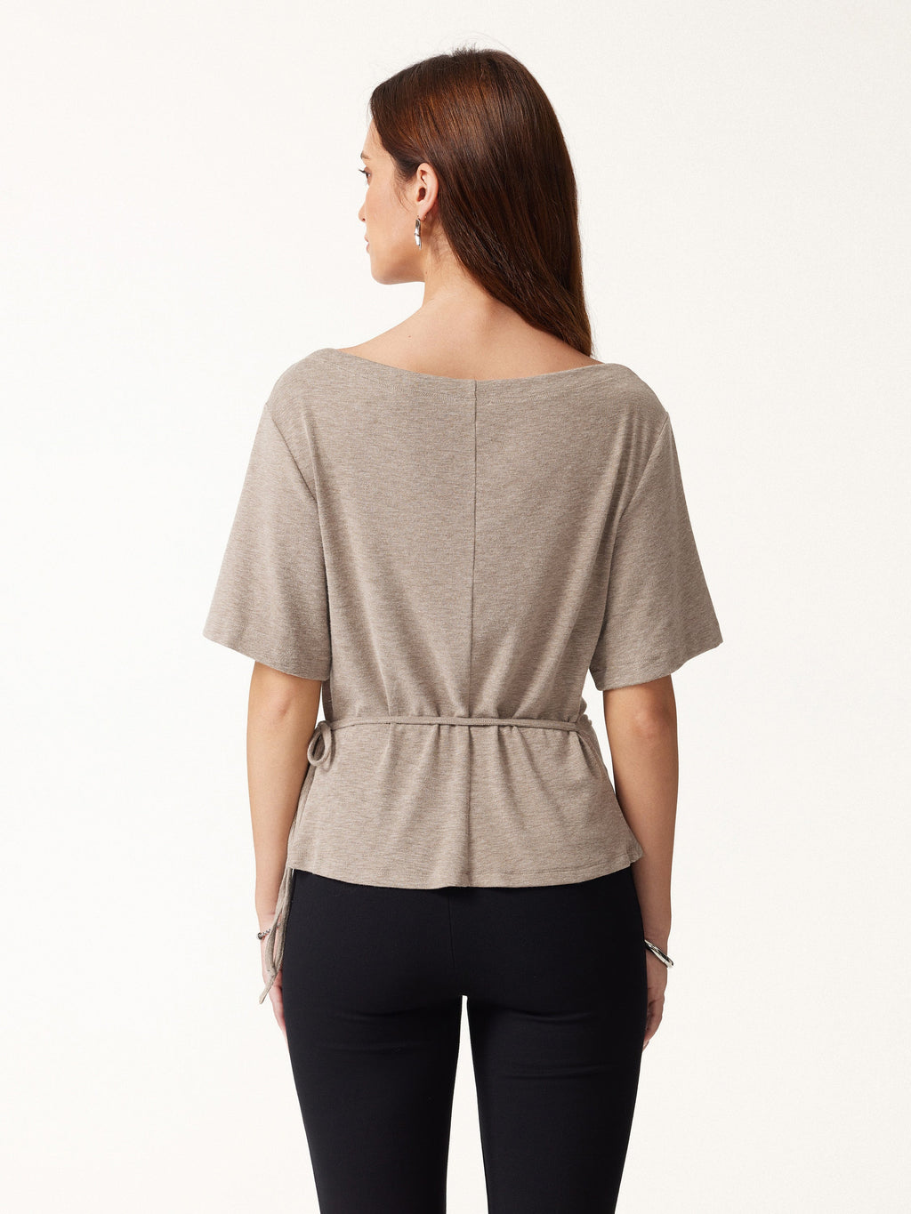 Eco-Mousse® Slash Neck Short Sleeve Tie-Side Top