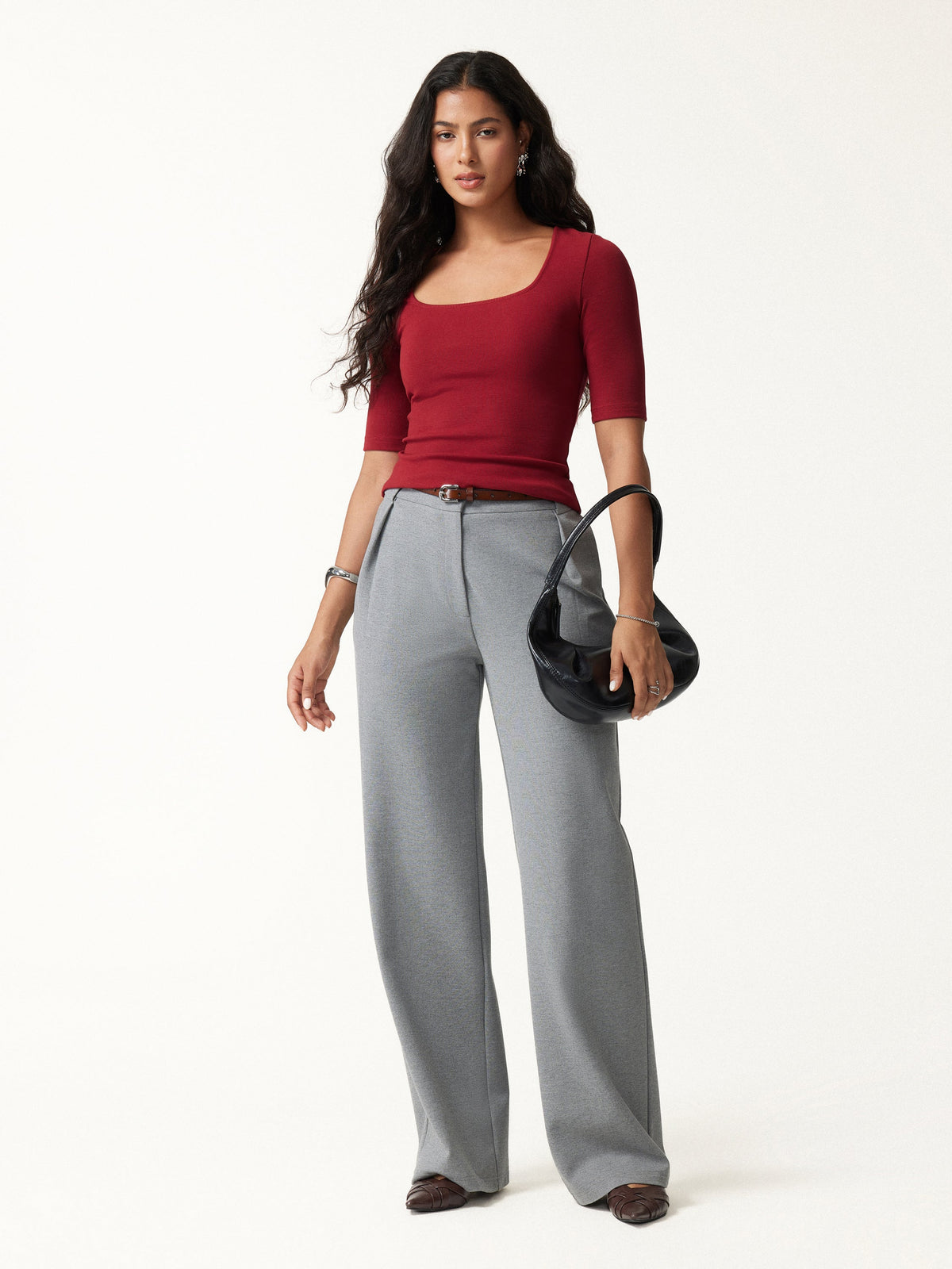Essential Square Neck Elbow Length Sleeve Bra Top