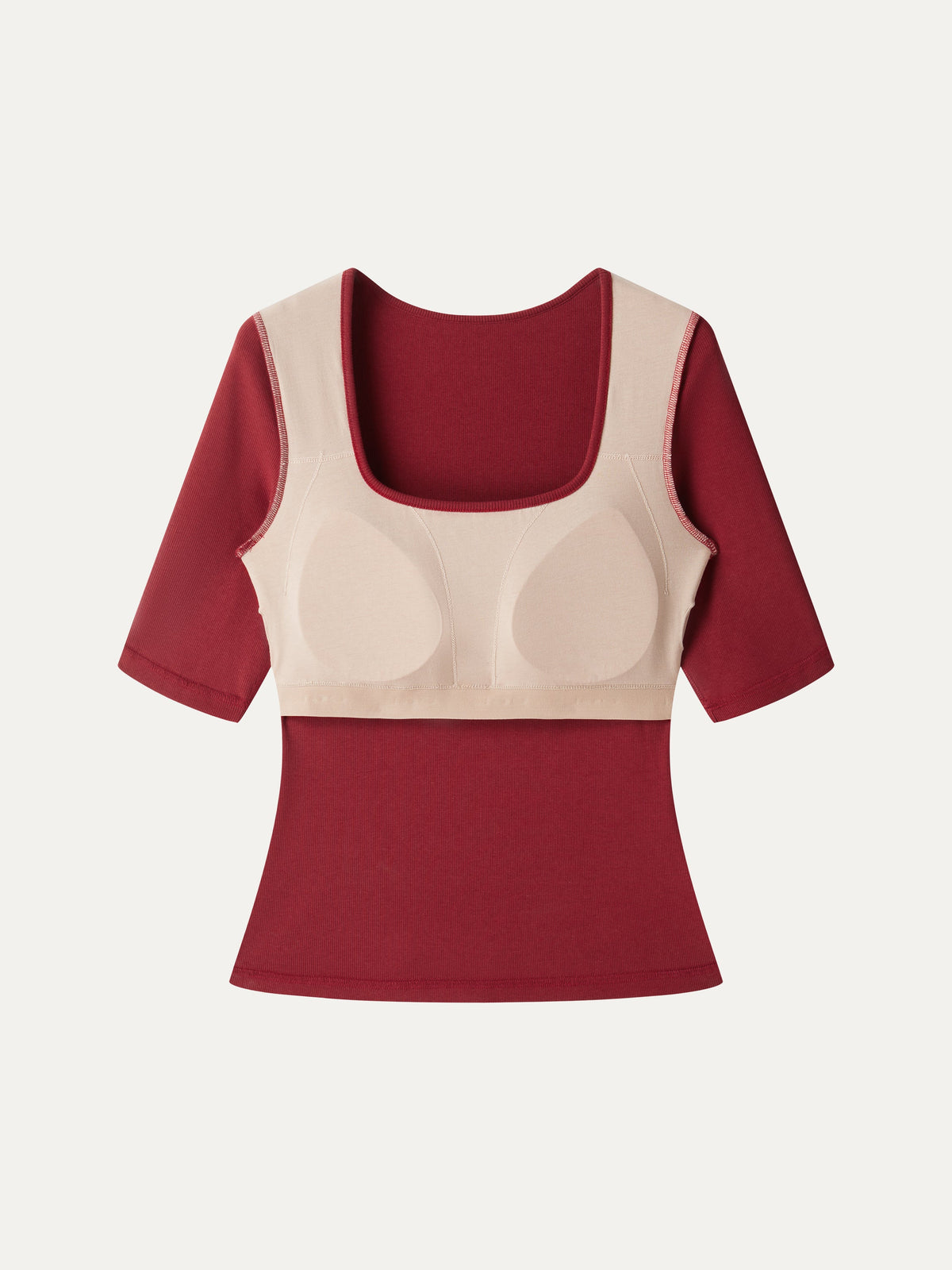Essential Square Neck Elbow Length Sleeve Bra Top