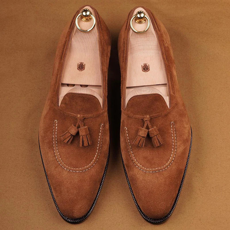 Light Brown Suede Slip On Shoes