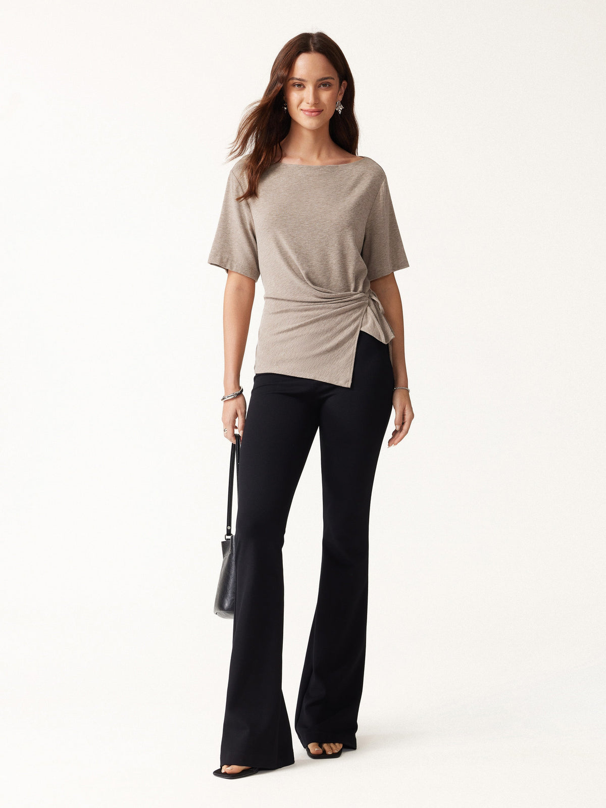 Eco-Mousse® Slash Neck Short Sleeve Tie-Side Top