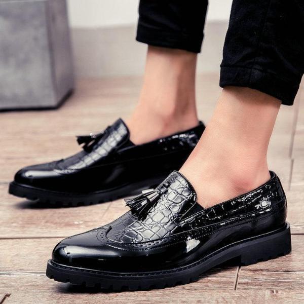 Casual Men's Dress Shoes With Tassel Flat Heel Loafers