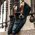 Splice Tassel Side Buckle Slipon Men Dress Shoes